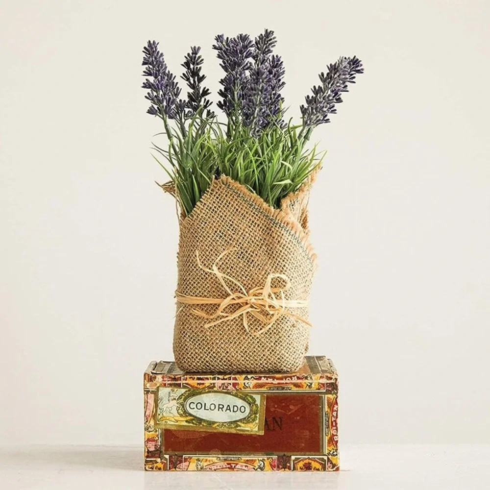 🪴Burlap Wrapped Faux Lavender Plant🪴